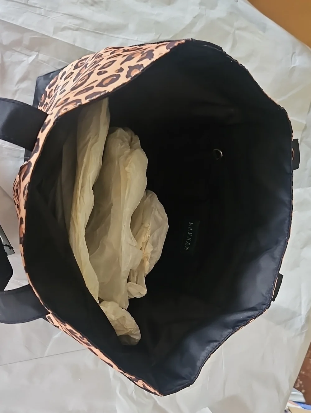Lauren Ralph Lauren Leopard-Print Tote in Tan and Black